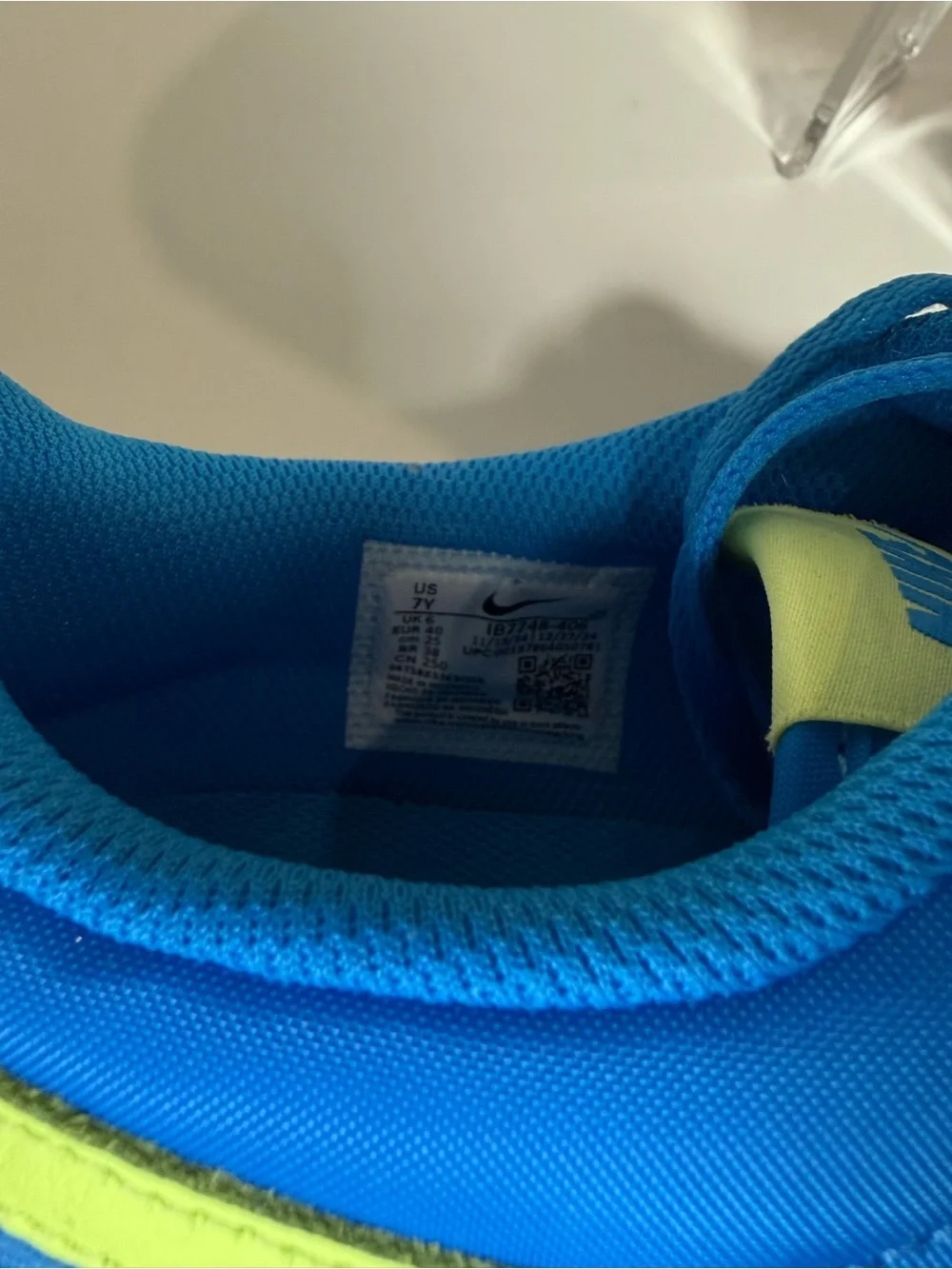 Nike Blue Retro Runner Sneakers with Neon Yellow Swoosh for kids